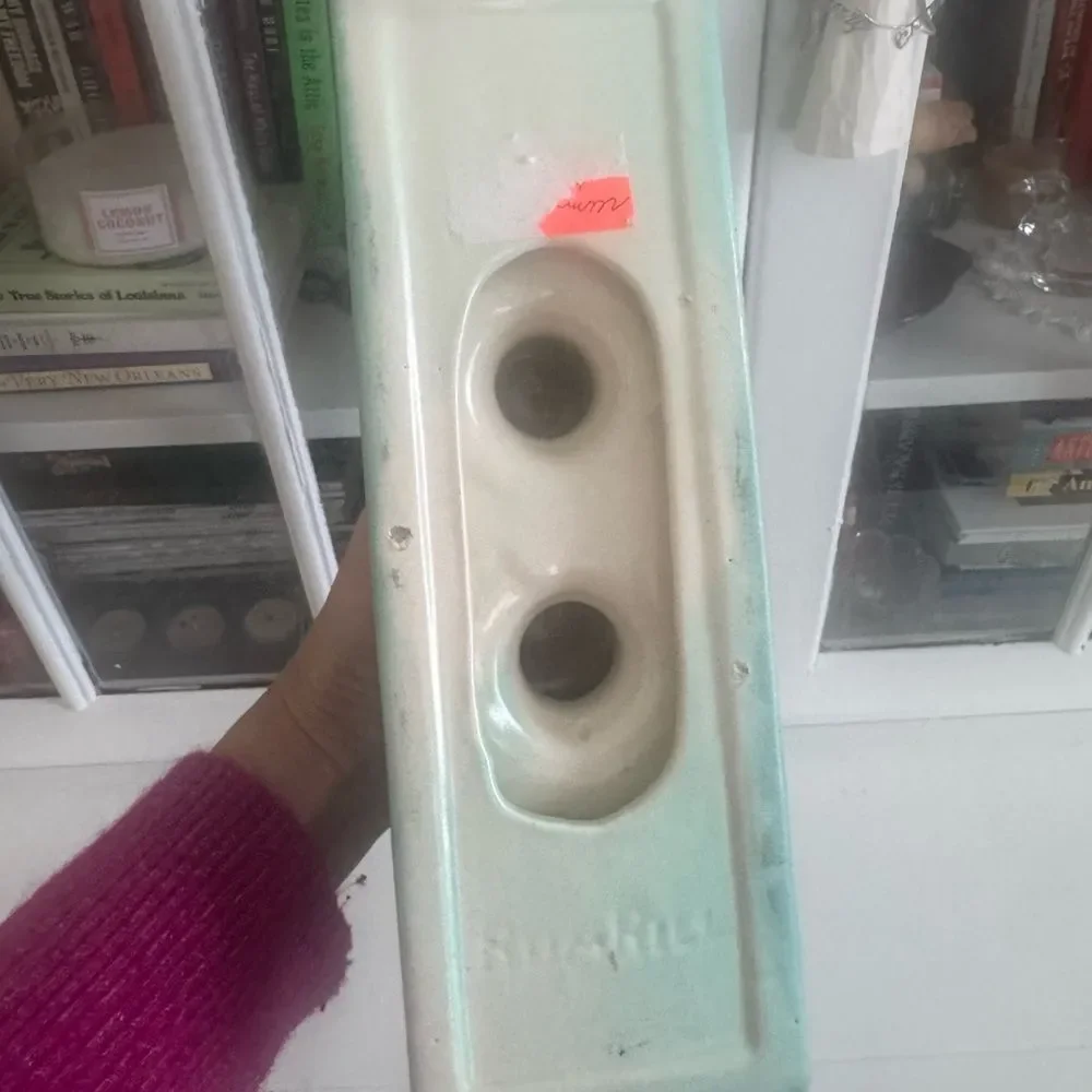 *RARE* VTG Turquoise Rum Rill Pottery Taper Candle Holder